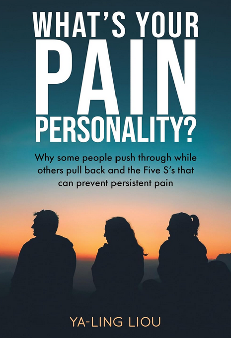 book cover that says what's your pain personality with the sunset behind it